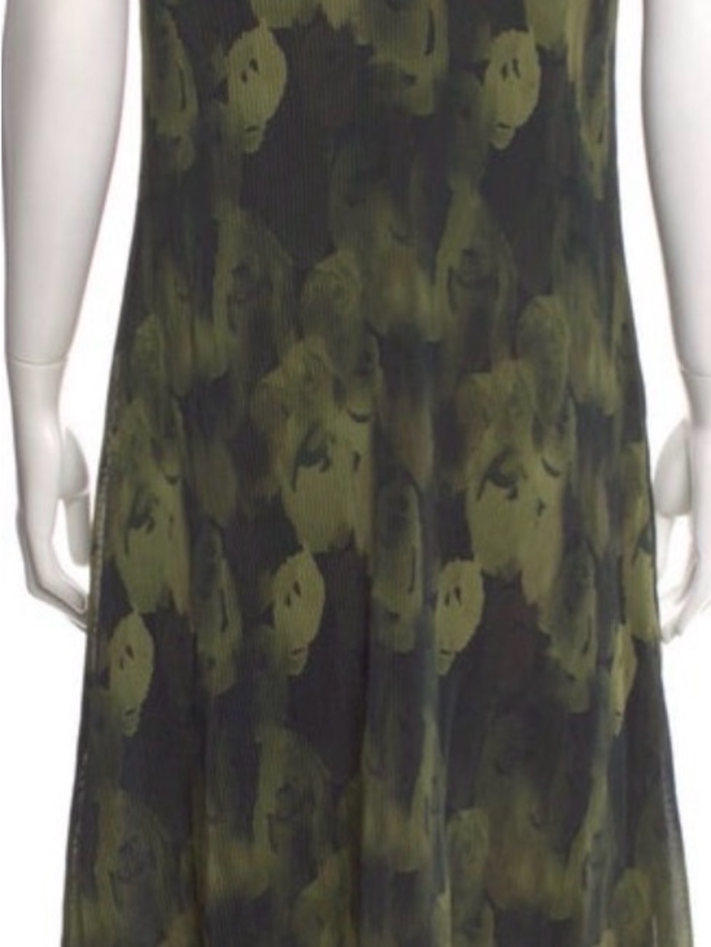 Olive Green Floral Print Midi Dress